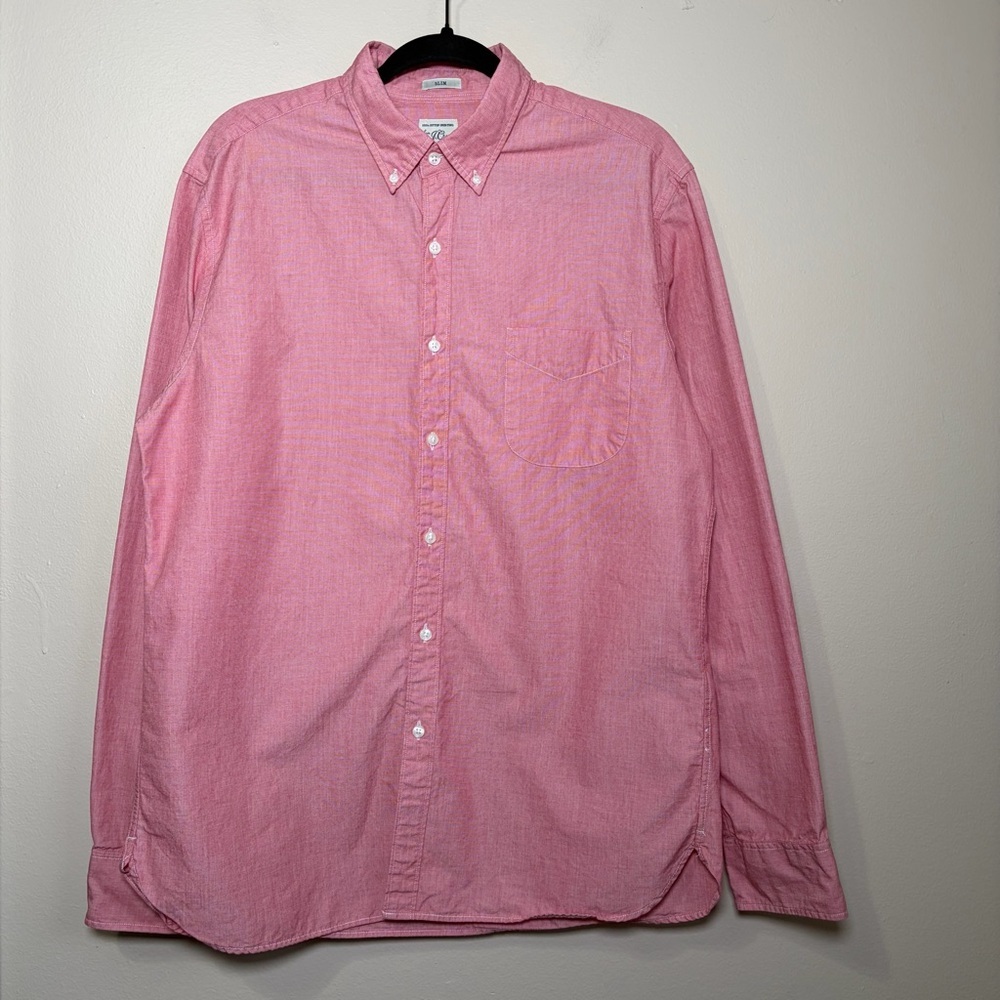 J.Crew Slim Fit Casual Cotton Oxford Button Down In Light Heather Red Large - Picture 2 of 7